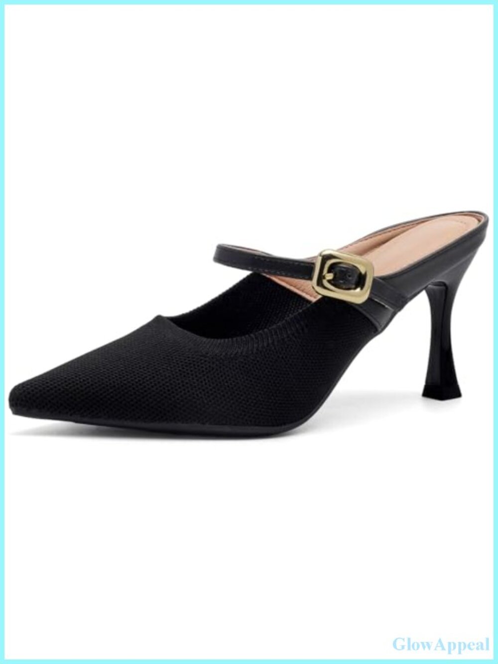 Women's Pointed Closed Toe Knit Kitten Heel Mules